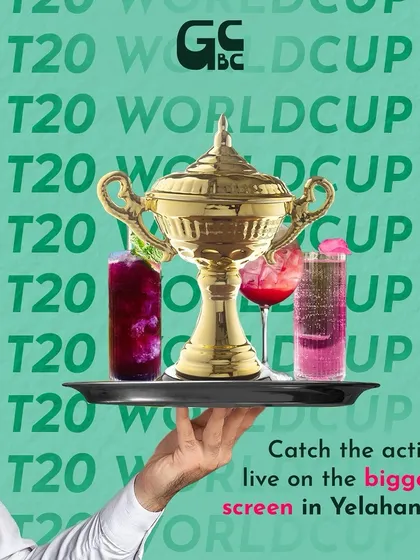 We're your go-to spot for the T20 World Cup. Catch all the action live on the biggest screen in Yelahanka.