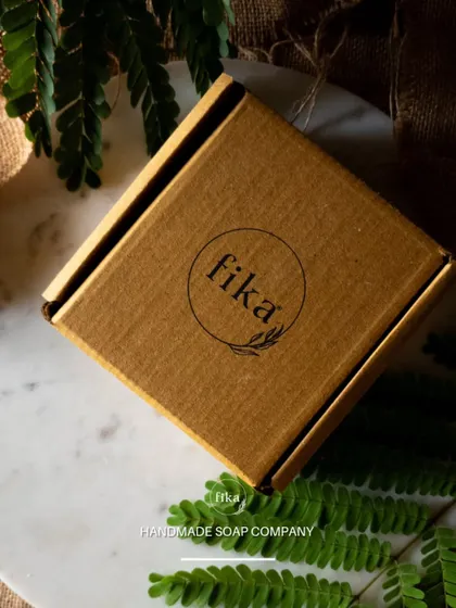 Your customers' unboxing experience matters. I use simple, plastic-free, and zero-waste packaging that reflects the natural purity of the products inside. This Fika-branded box shows my commitment to sustainability from start to finish.