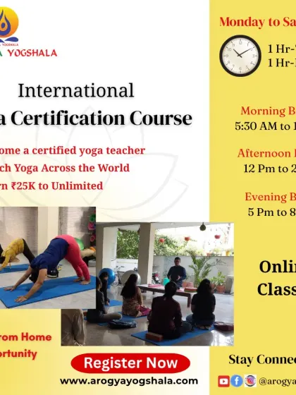 Our International Yoga Certification Course offers a clear and flexible path to becoming a certified teacher. With multiple batches from morning to evening, you can join our online classes without disturbing your current schedule. This is your work from home opportunity to teach yoga across the world.