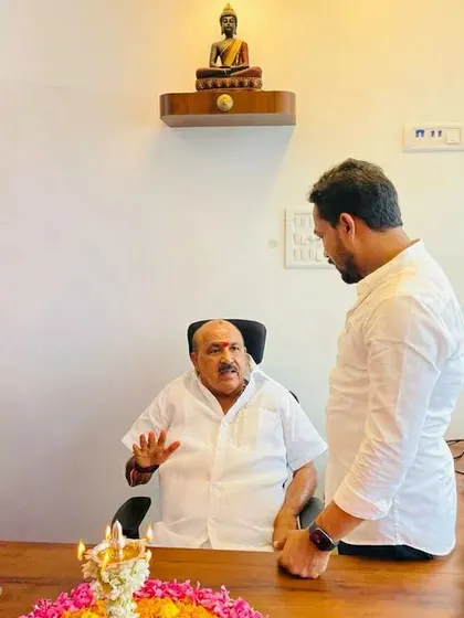 Discussing financial and taxation matters with Honourable MLA Sukumar Shetty during the inauguration of our new branch office. Our expertise is trusted by community leaders and clients alike.