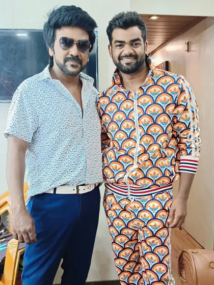 A wrap-up picture with Raghava Lawrence master after shooting an upcoming folk song for the movie 'Rudran'. His energy on set is infectious.