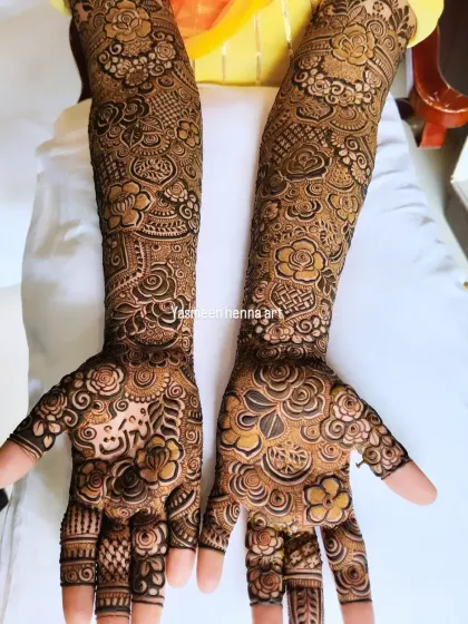 A clear shot of a floral and paisley bridal design, showing how I combine different elements to create a cohesive and beautiful piece.