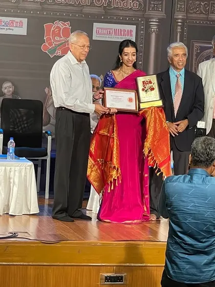 Congratulations to my dear Deepta Seshadri on receiving the "Natya Chemmal award." It is wonderful to see her hard work and artistry recognized at the Trinity Arts Festival in Chennai.