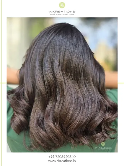 A back view of the mocha brown highlights, showing the depth of color and the healthy shine of the hair.