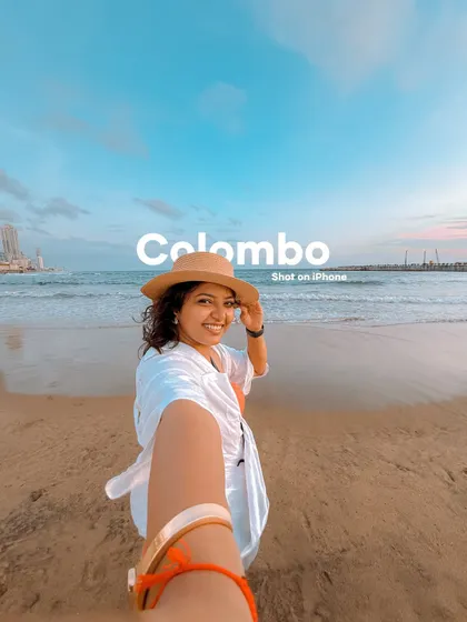 A bright and happy selfie on the beaches of Colombo. As a travel filmmaker, I often capture moments that are both personal and scenic, showing the experience of exploring a new destination.