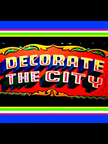 A close-up of the "Decorate The City" typography, showing the clean, sharp lines of the hand-painted letters.