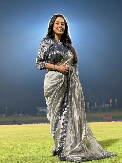 Shine like your favorite celebrity. Rupali Ganguly shows you how with this rental piece.