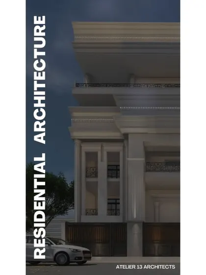 This design for a residential building embodies classical principles of order and harmony. The facade features prominent columns, detailed cornices, and symmetrically placed windows, creating an elevation that speaks of enduring architectural quality and luxury.