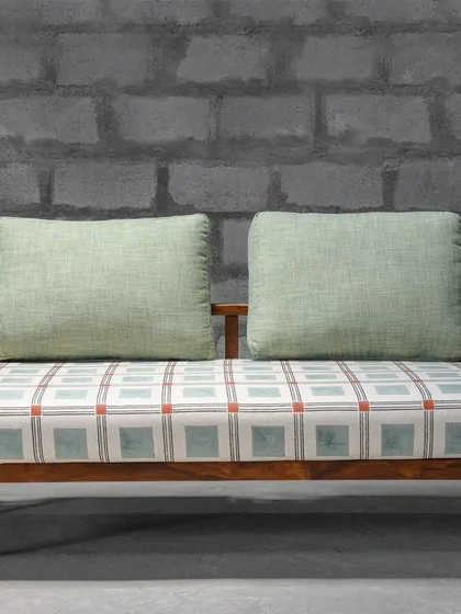 A variety of our sofas and daybeds, including a custom piece for mamama.in and our adaptable Tarangini sofa. These images showcase our ability to tailor seating to any living room theme with choices in size and fabric.