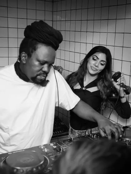 Me and Bobkat on the decks at The High Spirits. We bring the vibe wherever we go.
