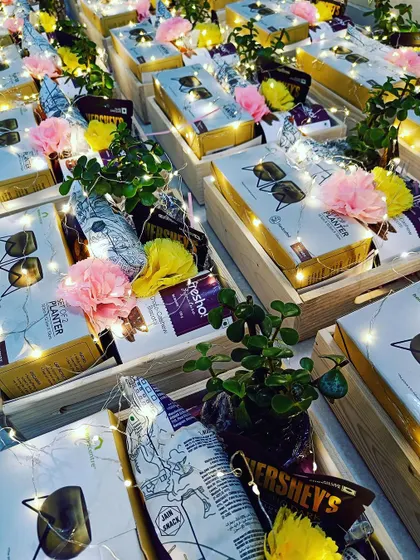 Another view of the Diwali hampers with mini planters, a thoughtful and sustainable gift option.
