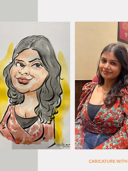 Another happy customer from the live caricature session at Costa Coffee. Each portrait is a unique snapshot of a person's character.