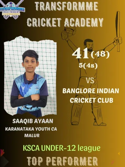 Saaqib Ayaan's excellent batting performance at Chinnaswamy Stadium in the KSCA U-12 league.