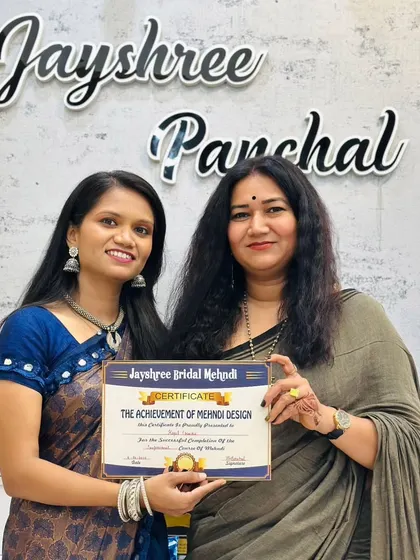 Officially a certified mehndi artist. This certificate represents a month of intense learning, dedication, and an invaluable experience in Ahmedabad.