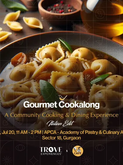 An invitation to our Gourmet Cookalong, Italian Edition. This workshop focuses on community cooking and dining, where you learn to make dishes like the beautiful tortelli pictured here.