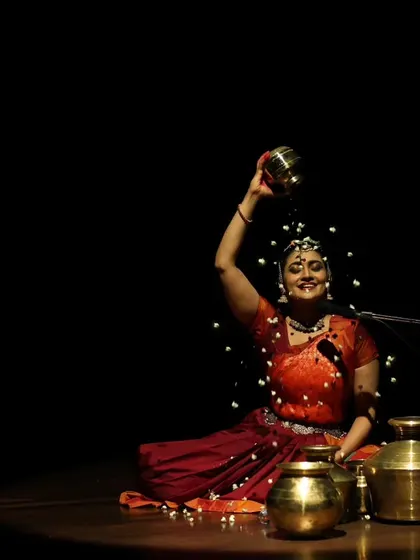 A moment from *Akhyāt – Ākhyānā* where I use props to tell the story. This piece is about celebrating the mesmerizing and soulful expressions of women poets from our history.