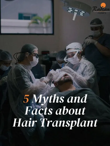 This image introduces a series where I break down the top 5 myths and facts about hair transplants. My goal is to provide clear, factual information to help you make an informed decision.