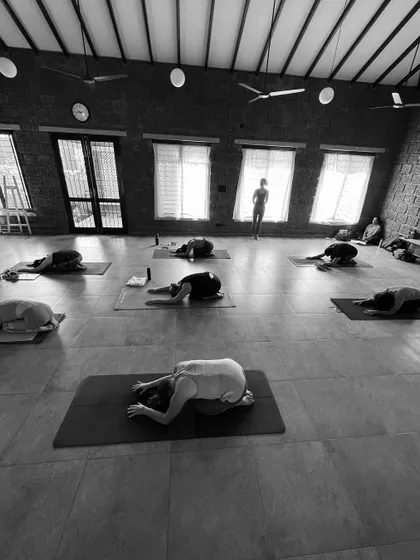 A moment of surrender in Balasana (Child's Pose). This is an essential part of any practice, a time to rest, reconnect with the breath, and turn inward.