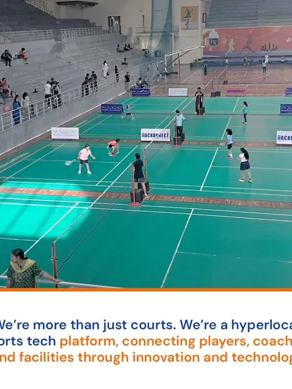 We are more than just courts. This image from a large scale tournament illustrates our role as a hyperlocal sports tech platform, connecting players, coaches, and facilities.