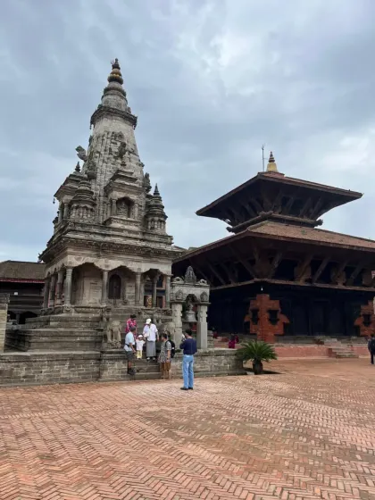 The stunning architecture of a temple in Bhaktapur. Every structure here tells a story of devotion and masterful craftsmanship.