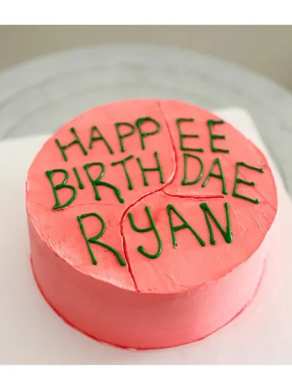 Not as pretty as some, but packed with just as much love. My version of Hagrid's "Happee Birthdae" cake for a true Harry Potter fan.
