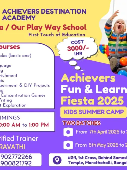 This flyer for our Marathahalli, Bangalore, summer camp includes a special French language course! It details the two batches available and the cost, providing all necessary information for parents.