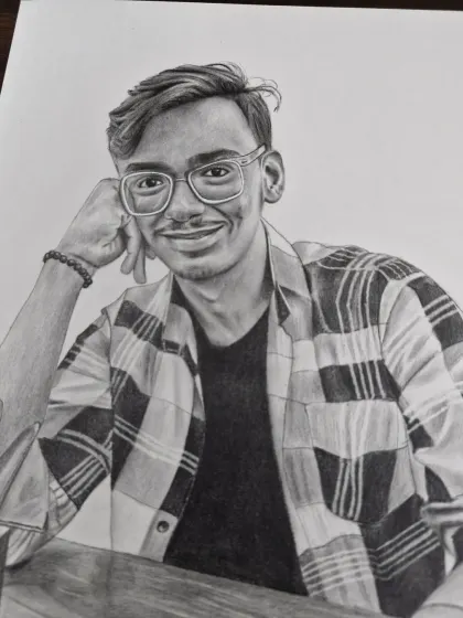 A detailed half-body portrait, this was a paid commission. Notice the detail in the plaid shirt, watch, and relaxed pose.