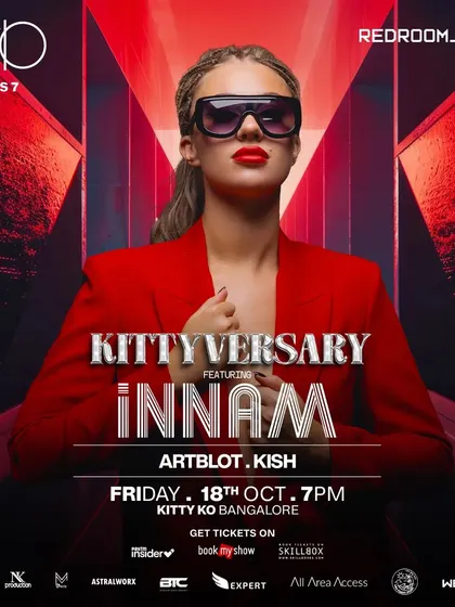 The main flyer for the Kitty Ko 7th Anniversary party, a massive celebration with headliner Innam.