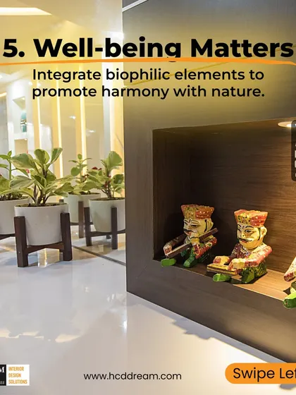 Tip #5 for Human-Centric Design: Well-being Matters. We integrate biophilic elements like indoor plants to promote a sense of harmony with nature.