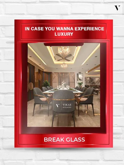 In case you want to experience luxury, break glass. This fun, creative ad positions our dining rooms as an emergency source of elegance and fine living.