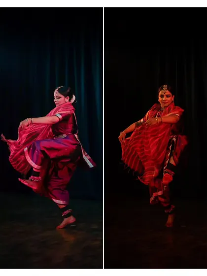 My student Sandhya Udupa in performance. Her movements are both powerful and poetic, as seen in these dynamic captures.