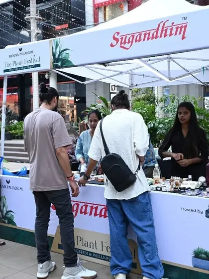 Potential customers engaging with the team at the Sugandhim stall. Our events facilitate meaningful interactions that build lasting customer relationships for our vendors.