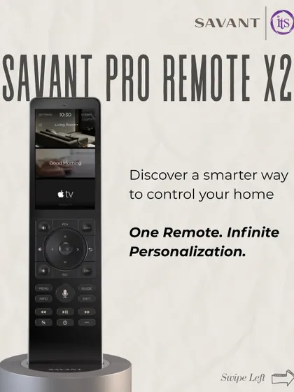 The Savant Pro Remote X2 offers more than just media control; it's a personalized gateway to your smart home. Each user can have their own profile with custom layouts and scenes for controlling everything from Apple TV to lighting.