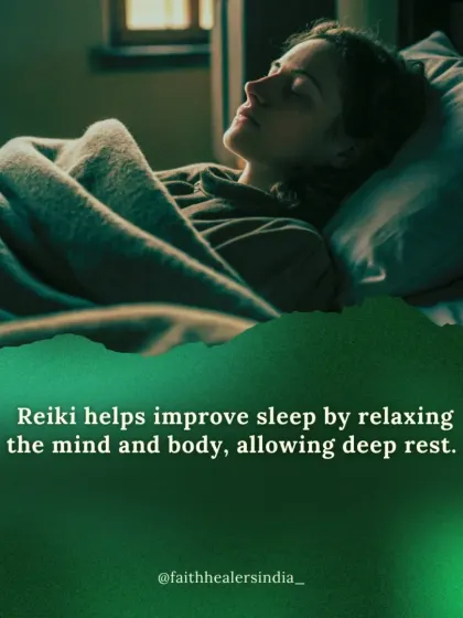 Reiki helps improve sleep by relaxing the mind and body, allowing for deep rest.
