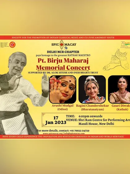 Another poster from the Pt. Birju Maharaj Memorial Concert, sharing the stage with other wonderful artists. These events are a celebration of our shared cultural heritage and the gurus who have guided us.