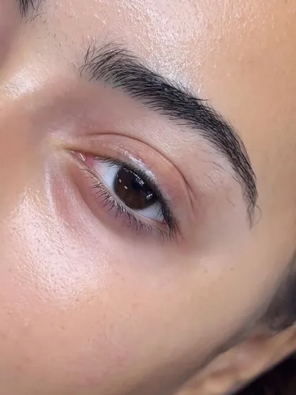 A bare eye, prepped and ready for a lash transformation. This is the blank canvas before I start creating a custom lash look.