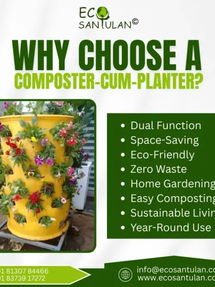 This is a composter and a planter in one. It's a space-saving solution for urban homes, allowing you to compost your kitchen waste and grow beautiful flowers or herbs in the same unit.