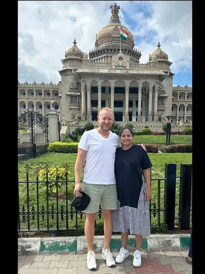 Founder Akanksha Singh with Coach Maros during his visit to Bangalore.