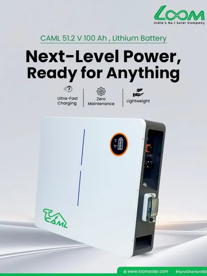 My CAML 51.2V 100Ah wall-mount lithium battery offers next-level power, ready for anything. It features ultra-fast charging, zero maintenance, and a lightweight design for easy installation.