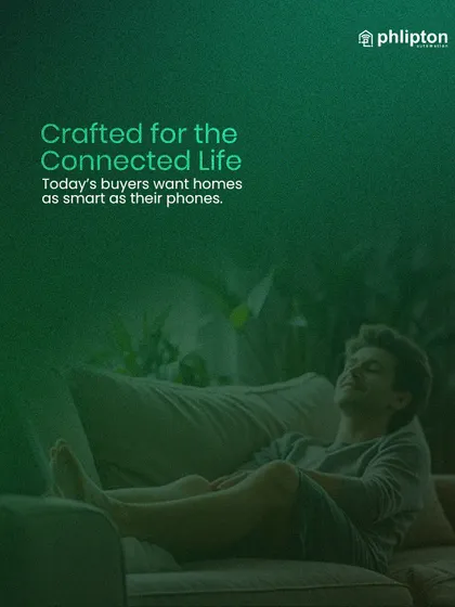 Crafted for the connected life. This image captures the feeling of total relaxation in a home that is as smart as your phone, where everything is taken care of.
