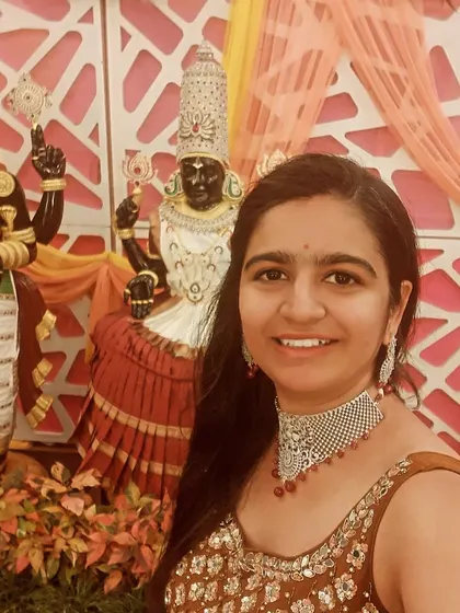 Ready to host a Sangeet for a lovely South Indian family. This picture was taken right before the event, showcasing the beautiful traditional decor with idols of deities, setting a divine and celebratory tone for the evening.