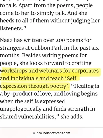 This media mention specifically highlights my work in crafting workshops and webinars for both corporates and individuals.
