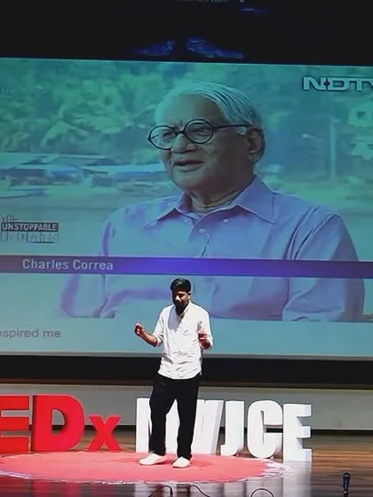 Sharing our inspirations on the TEDx stage. Here, we discussed the influence of great architects like Charles Correa on our work and how their vision encourages us to think bigger about the impact of art on environments.