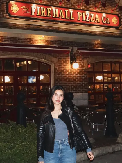 A nighttime shot in front of the Firehall Pizza Co. at Blue Mountain village.