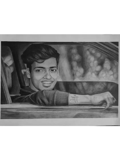 A commissioned sketch of a client. I focused on capturing his relaxed smile and the 'Maa' tattoo on his arm, an important personal detail.