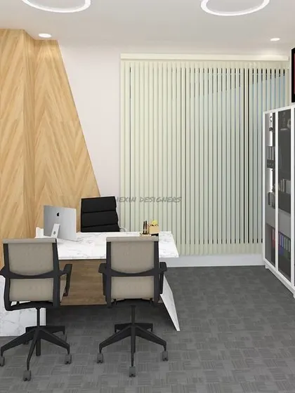 A duplicate of image 73, presenting a modern and colorful office cabin design.