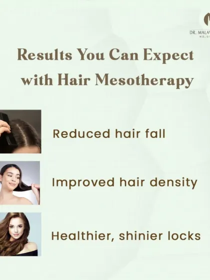 Patients undergoing Hair Mesotherapy can expect tangible results. These include a noticeable reduction in hair fall, improved hair density in thinning areas, and an overall healthier, shinier appearance of the hair.