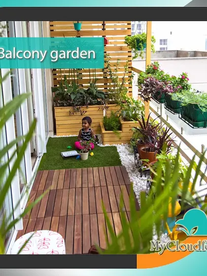 I believe a garden should be a joy for the whole family. This balcony combines the softness of artificial grass with the warmth of interlocking wood deck tiles, creating a safe and beautiful play area. It’s a functional, low-maintenance design that makes outdoor living easy and accessible.