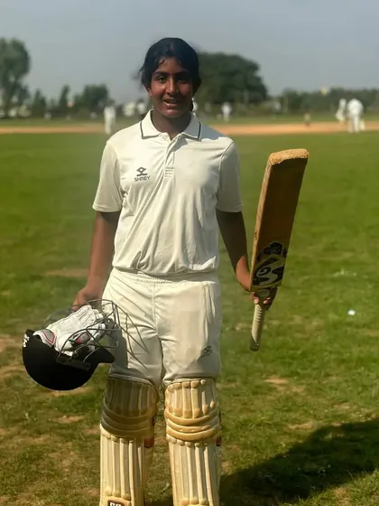 Uma Kashvi, one of our brightest U-14 talents, acknowledging a brilliant century. We are incredibly proud to support and develop female cricketers to compete and excel at the highest levels.