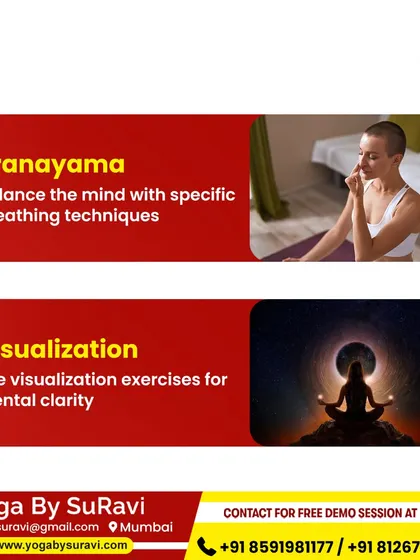 We guide you in techniques like Pranayama and Visualization to balance the mind and achieve greater mental clarity.